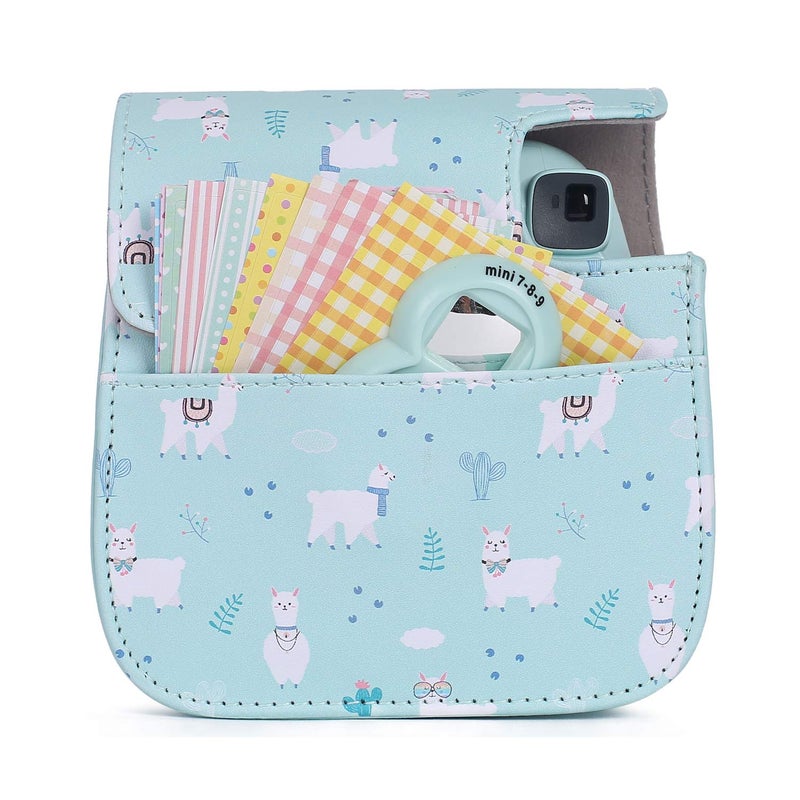 Phetium Instant mini 12 Camera Protective Case Compatible with Instax Mini 12 11,PU Leather Bag with Pocket and Adjustable Shoulder Strap (Alpaca Blue) - Image 2